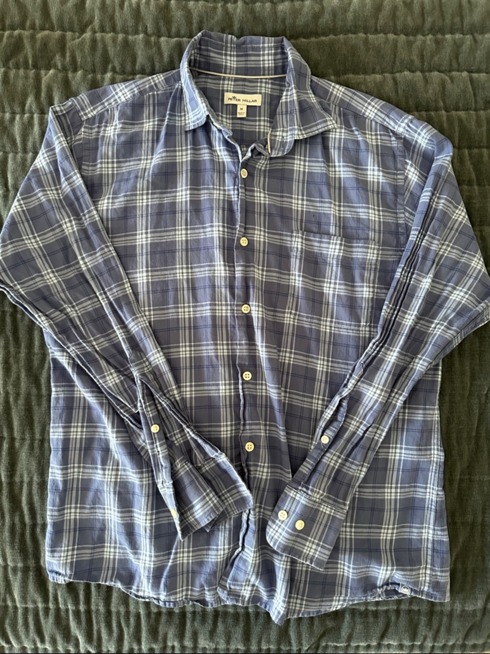 Peter Millar Blue Plaid Long-Sleeve Button-Down Shirt